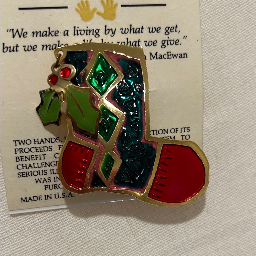 Colorful Christmas Stocking Pin - Picture 2 of 2